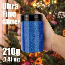 Metallic Ultra Fine Glitter, 7.41Oz/210G Resin Glitter Powder Sequins Flakes, 1/128" Holographic Iridesnt Glitter For Resin Tumblers Art Crafts, Hair Fa Body Nail Glitter(Black) - Iridescent Blue - 查看 3