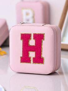 1 件多功能 Ins 风格便携式珠宝收纳盒，带拉链，天鹅绒和 PU 材质，多层，可容纳戒指、耳环、项链和其他配饰，适合女士返校收纳整理器旅行必需品返校宿舍收纳秋季装饰 - 粉色 - 查看 16