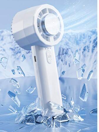 便携式USB充电手持涡轮风扇，风力强劲，三档风速。适用于旅行、办公室工作、桌面风扇和夏季外出。携带方便，但这款风扇无法降温。