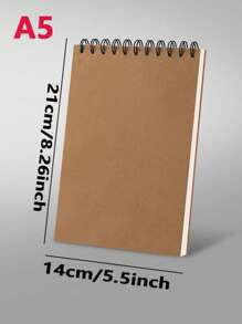 2pcs/1pc A6, A5, A4, 16K, 8K 60-Page Sketchbook, Plain Minimalist Sketch Pad, Sketch Board, Doodle Pad, DIY Painting Book, Drawing Board, Watercolor Painting Book, Hardcover Kraft Paper, Student Doodle Pad, Kraft Paper Spiral Notebook, Blank Sketchpad Suitable For Sketching, Drawing, Drafting,For School Supplies,Back To School