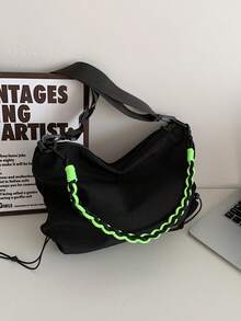 时尚彩色编织装饰轻质尼龙斜挎包