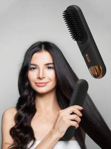 GENAI Portable Cordless Straightening Brush With Negative Lon Technology Lightweight Travel Friendly Design Anti-Scald Protection Long Lasting Battery