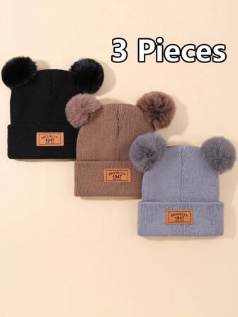 3 piezas Gorros de invierno para bebé - Gorros de punto cálidos para niñas y niños bebés, gorros suaves para niños pequeños