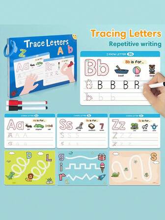 A-Z Uppercase & Lowercase Tracing Cards, Reusable Handwriting Practice Toys For Children, Educational Flashcards Set, Alphabet & Phonics Learning Cards, Multi-Functional Reusable Writing Exercise Tool, ABC Activity Gift