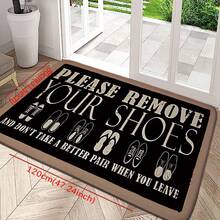 1 pieza Felpudo con diseño de letras "POR FAVOR, QUÍTESE LOS ZAPATOS", estilo minimalista moderno de poliéster rectangular grueso para decoración de entrada, absorbente y antideslizante, felpudo de bienvenida lavable a máquina para piso de cocina - Multicolor - Ver 16