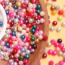 100Pcs 8mm 200Pcs 6mm Acrylic Colored Imitation Pearl Round Loose Beads DIY Bracelet Necklace Accessories Handmade Beaded Material - Nhiều màu - Xem 7