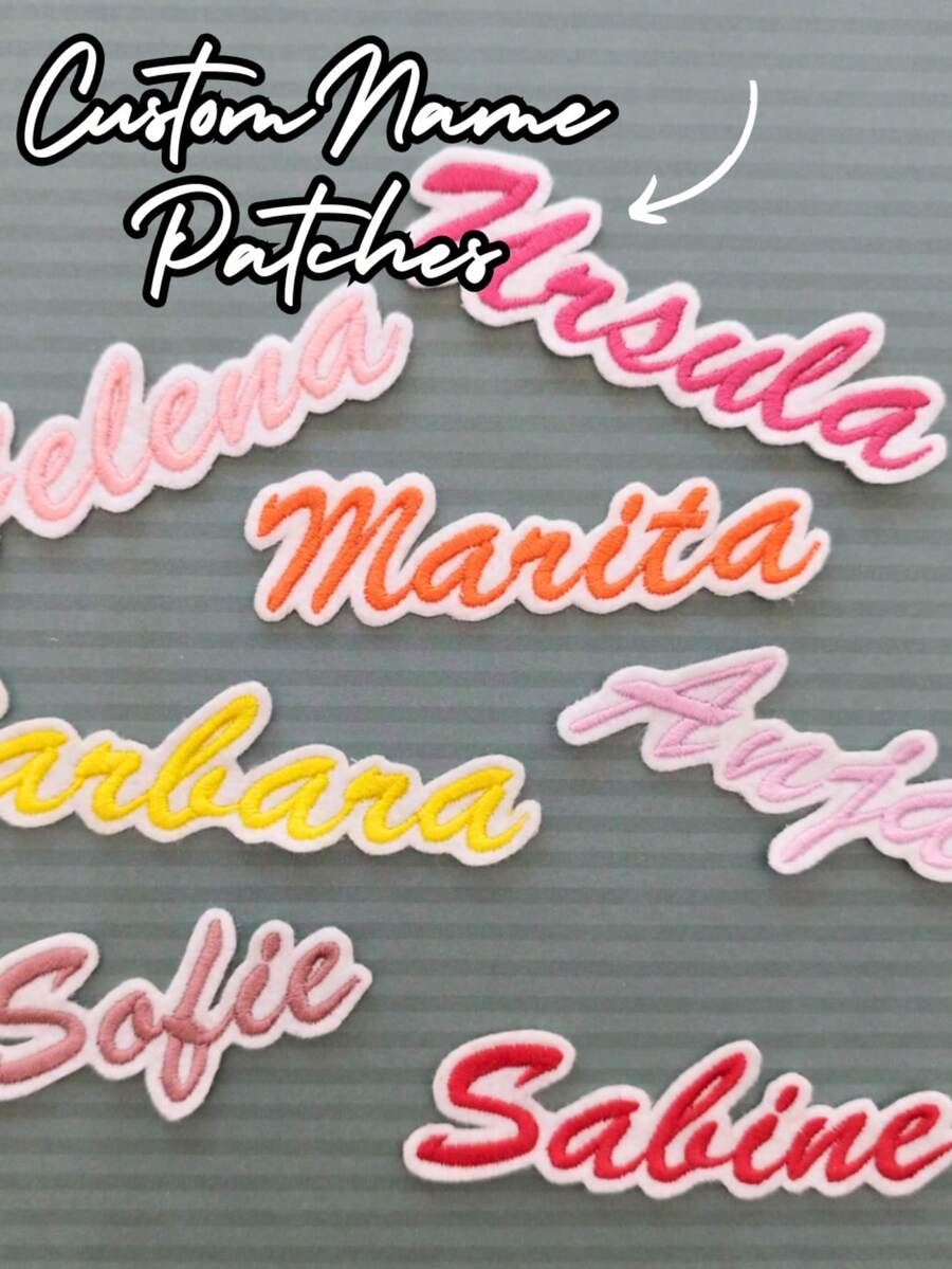 Bộ 1/3/5 huy hiệu tên thêu tùy chỉnh, mặt sau bằng nỉ, nhãn dán tên ủi, miếng vá thêu cá nhân hóa, thích hợp cho áo khoác, áo choàng, ba lô, tiệc cưới, miếng vá tên ủi tùy chỉnh, miếng vá quà tặng sinh nhật, phụ kiện du lịch. - Nhiều màu - Xem 1