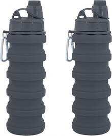 Collapsible Water Bottles Travel Water Bottle Sports Portable Sport Water Bottle Reusable Water Bottles Comes With Mountaineering Buckle 500ml Silicone Water-Proof Camping Water Bottle,9743640 - 青碧色 - 查看 1