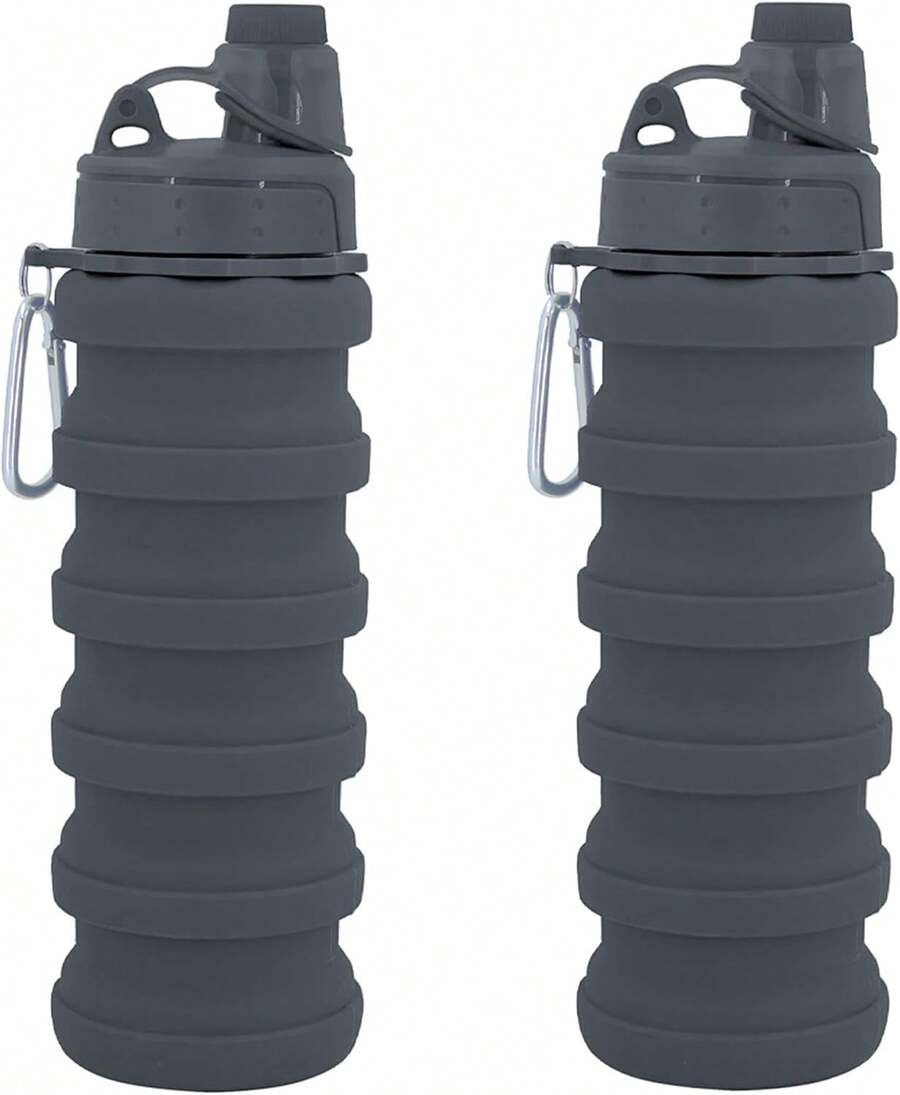 Collapsible Water Bottles Travel Water Bottle Sports Portable Sport Water Bottle Reusable Water Bottles Comes With Mountaineering Buckle 500ml Silicone Water-Proof Camping Water Bottle,9743640 - 青碧色 - 查看 1