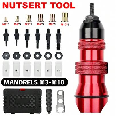 Nutsert Tool Electric Rivet Nut 1/4 Drill M3-M10 Threaded Rivnut Pop Rivet Gun