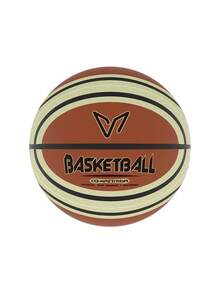 veidoorn 1pc Size 5/7 Noise-Reducing Basketball With Washable Cloth Cover, Solid Material For Indoor/Outdoor Use, Synthetic Material, Silent Dribbling, Black & Orange Color, Suitable For Home Or Gym, Basketball Accessory - Reddish Brown - View 9