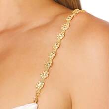 QY 1 Pair Rhinestone Flower Shoulder Strap Bra Chain For Women Girls Crystal Wedding Bra Strap Festival Rave Underwear Straps Decoration Party Dress Lingerie Straps Gold  8380 - Gold - View 5