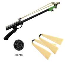 Stainless Steel Powerful Metal Slingshot - Black, Ergonomic Handle, Precise Trigger, Suitable For Outdoor Hunting And Jungle Exploration, Outdoor Hunting Equipment | Modern Slingshot | Durable Structure, No Manual - Súng cao su dạng ống lồng - Xem 1