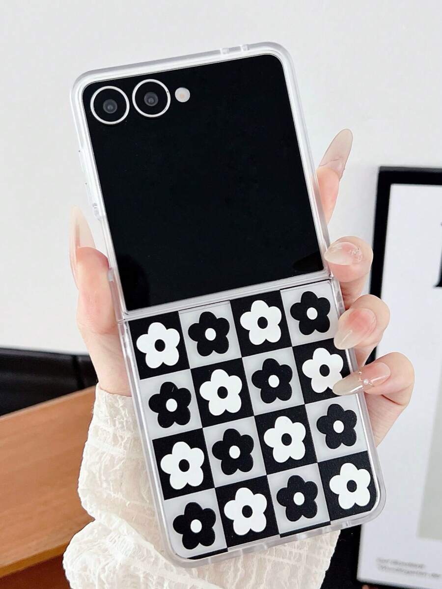 1 件时尚简约磨砂花元素折叠手机壳，可保护和防止掉落：SamsungGalaxy Zflip 3/Zflip 4/Zflip 5/Zflip 6/Zflip 7/OPPO Find N3 Flip/OPO Find N2 Flip/Razr 50 Ultra/Razr 60 Ultra/Razr 60/Razr 50/XiaomiMIX Flip 防水防震防摔防刮 - 黑色 - 查看 1