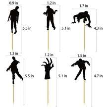 12 Peças de Palitos Decorativos para Cupcakes com Tema de Halloween, Mão de Zumbi, Múmia, Gato, Lua, Fantasma, Corvo para Decorações de Festa de Aniversário