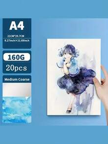 20/50pcs A4 Watercolor Paper, Cotton Textured Blank White Painting Paper, Suitable For DIY Crafts, Student & Artist Drawing, Ideal For School & Office, Can Be Used For Sketching, Watercolor Painting, High Quality Paper, Back To School Essential
