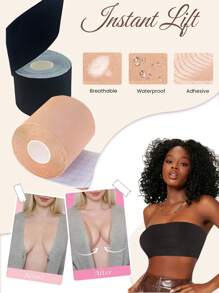 1 Rolo de Fita Levantadora de Seios - Fita Adesiva Invisível para Levantar o Busto, Tecido Respirável e Elástico, Fita Adesiva de Sutiã para Vestidos Sem Alças e Costas Nuas, Tamanhos A-G, Fita Levantadora de Peito Reutilizável