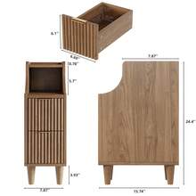 Juego de mesitas de noche UGTOO de 2 piezas, mesitas de noche estrechas de nogal con 2 cajones y 1 estante, espacio de almacenamiento reducido para dormitorio, ajuste perfecto para espacios reducidos. - Café integral - Ver 3