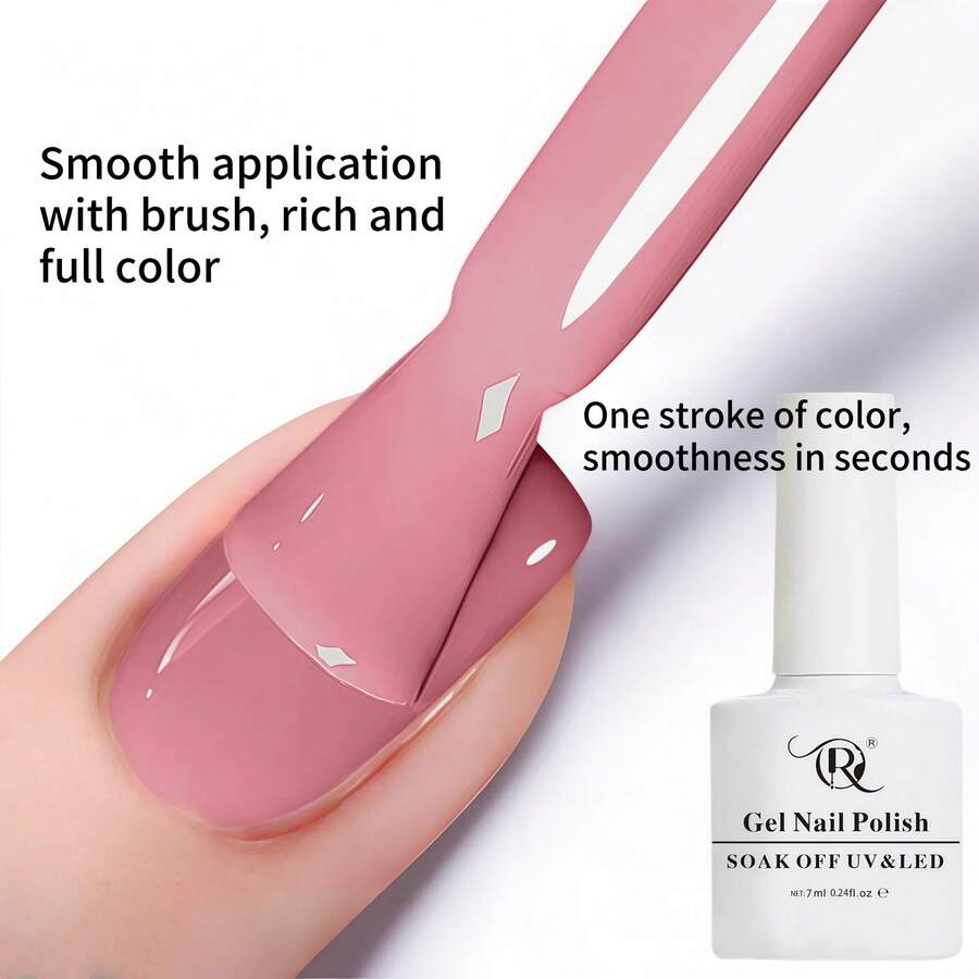 QR QIRAN Multi-Color Gel Nail Polish, Pink, Rose Red, Plum Purple, Y2k Nails, 7ml Nail Polish, UV/LED, Holiday Manicure, Easy To Apply, Halloween, Home Manicure DIY, Halloween Nail Base Color Gel, Nail Salon , French Tip Nails