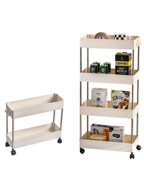 Kitchen Cart With Casters, Side Cart, Baby Cart, Storage Cart, Kitchen Cart, Slim Cart Rack, Mobile, Sturdy, Compact, Slim, Easy To Assemble, Food Serving Cart, Kitchen, Laundry Room, Living Room, Bathroom