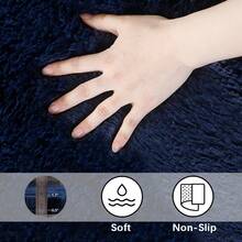 Shag Area Rug For Living Room And Bedroom, Navy Blue Soft Fuzzy Indoor Carpet For Dorm, Apartment, , Modern Cozy Area Rug For Home Decor - Màu xanh hải quân - Xem 7