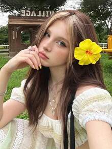 3个夏威夷花朵发夹，女士人造热带芙蓉花发爪，适合海滩、派对、波西米亚风、时尚、优雅、简约风格，纯色，适合日常、休闲、派对、通勤、度假、盘发、马尾辫、洗脸、化妆、服装配饰、发夹、发卡、发饰、头部配饰、发卡 - 彩色 - 查看 3