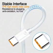 68W 6A USB A 转 Type C 充电线，3 条装/2 条装/1 条装，3.3 英尺/6.6 英尺 USB-C 充电数据线，兼容三星 Galaxy S25/S24/S23/S22/S21/S20 等智能手机，USB-C 充电数据线，手机 Type C 充电线 - 白色 - 查看 5