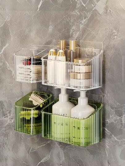 1pc Wall Mounted Bathroom Storage Box, Bathroom Wall Organizer, Bathroom Cosmetic & Comb Storage Basket, Home Storage Box, Suitable For Bathroom, Kitchen And Cosmetic Storage, Bathroom Tray, Bathroom Organizer And Storage, Bathroom Accessories, Room Decor