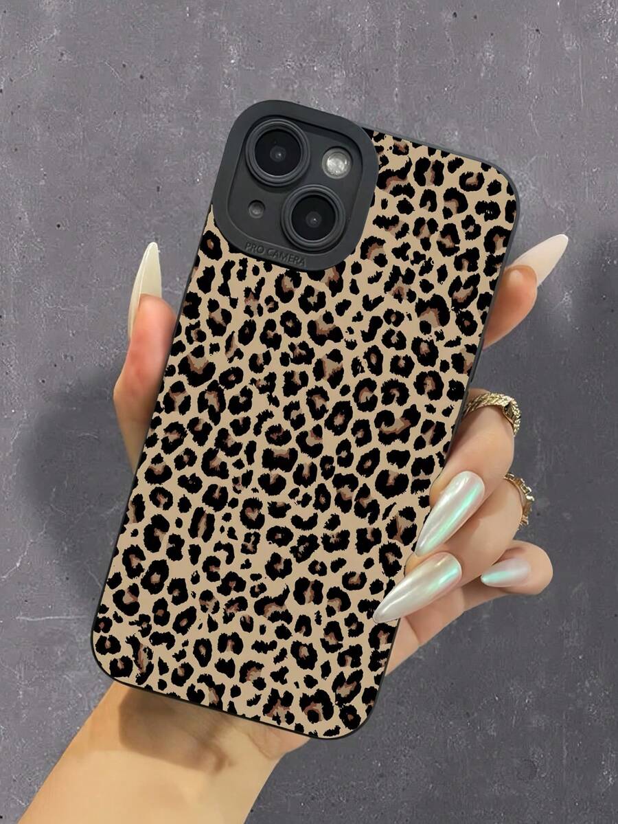 1pc Black & Yellow Leopard Print Pattern Black Angel Eye Full Coverage Shockproof TPU Phone Case Compatible With Apple & Series Waterproof Anti-Fall Scratch Resistant,International Version, Not The Domestic Version - Multicolor - View 1
