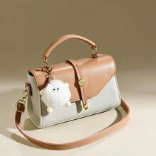 Women Top Handle Bags - 咖啡配白 - 查看 1