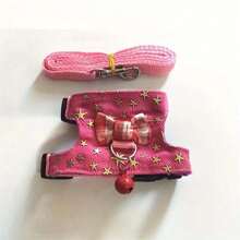 1 件套宠物背带和叶子装饰套装，带蝴蝶结和铃铛，适用于豚鼠、仓鼠、老鼠户外散步