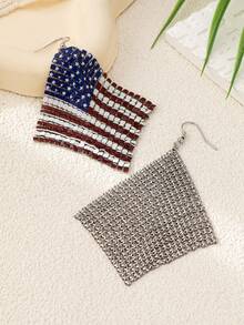 1 par de pendientes clásicos y elegantes con diseño de bandera estadounidense, adecuados para el Día de la Independencia, el Día de los Veteranos, uso diario, festivales y fiestas
