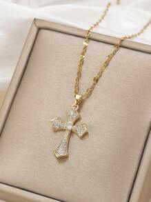 1 件女士奢华铜锆石吊坠项链