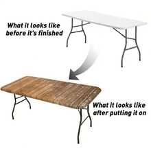 1pc Washable Outdoor Tablecloth - Polyester, With Elastic Edges, Rustic Wooden Board Design, Suitable For Camping, Picnics And Garden Parties, Vibrant Colors, Indoor/Outdoor Use, Picnic Tablecloth Beach Accessories With Elastic Edges, Picnic Accessories - Black - View 10