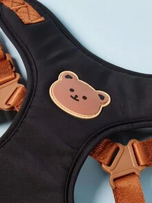 PETSIN Conjunto de coleira para animais de estimação com design de urso fofo e respirável de poliéster, 1 peça, adequada para cães de raças pequenas, como poodle e urso, para uso externo - Preto - Ver 7