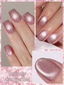 XEIJAYI 1瓶10毫升粉色猫眼磁性凝胶指甲油，UV/LED灯固化，可卸除，夏季女士礼物 - 粉色 - 查看 4