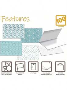 Better Office Products 100-Pack Assorted Blank Greeting Cards, 4" X 6", 6 Blue Floral Designs With Envelopes, All Occasion Note Cards - 常規 - 查看 2