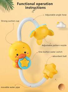 1pc Baby Bath Shower Toy, Electric Duck Sprinkler With Waterproof Function, Battery Operated Water Spray Toy With Suction Cup For Bathtub Play
