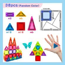 26/38 件迷你磁性旅行套装带铁质收纳盒 - 便携式 STEM 积木玩具，适合 3-8 岁儿童，方便飞机和汽车旅行 - 彩色 - 查看 11