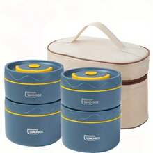 5件套不锈钢保温午餐盒和午餐袋套装，防漏保鲜，可微波炉加热，带提手，适合学校、旅行、办公、返校季使用。 - 彩色 - 查看 7