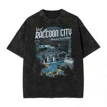 Residents Evils Biohazard 3 T Shirt Washed Short SLEEs Ve HarAJsuku T-Shirts Horror Game Fashion Women Tops Graphic Summer Cotton - 黑色 - 查看 1