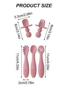 PopLittleOne 5PCS Baby Silicone Utensils Mini Baby Spoon Fork Baby Food Accessories Solid Color Baby Tableware Children's Cutlery - Multicolor - View 8