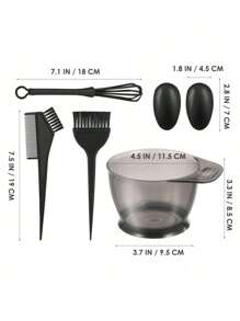 染发刷碗六件套（含耳罩），包含染发搅拌器、染发涂抹器、美发造型配件、染发刷碗套装、染发刷、染发碗、带刷子的染发梳、染发套装，适用于染发、漂白、染发梳涂抹器、专业沙龙及家庭使用的精准染发刷碗套装、返校季、吹风机、头发、配件、美发产品、美发工具、美发用品、护发、卷发梳、理发师、理发师配件、美发设备、旅行必备、旅行必备、发型、美发、头发、旅行、美发产品、美发工具、美发用品、理发师、理发师配件、理发店、美发设备