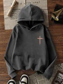 1 Stück Stück Tween Mädchen Thermisch gefütterter dicker warmer Sweatshirt, Kleidung für junge Schüler, Herbst/Winter Langarm Top - Dunkelgrau - Übersicht 3