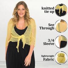 NetSetUK Ladies Bolero Shrug  Plain    Elegant  Casual  Boho    Mesh Fabric    For  Night Out  Birthday Party  Travel - Yellow - View 4