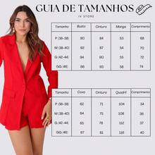 Women's Elegant Blazer And Short Set - 紅色 - 查看 10
