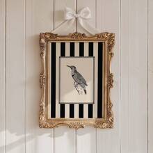 1 bức tranh nghệ thuật treo tường hình chim và hoa sọc đen, tranh vải canvas, áp phích vẽ đường nét thiên nhiên, trang trí nhà nông thôn cho phòng ngủ, phòng khách, trang trại mộc mạc hoặc phòng ký túc xá, không có khung - Nhiều màu - Xem 4