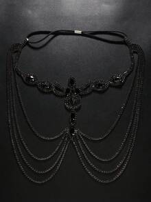 1件装新款夸张水晶黑面膜，欧美风化妆派对配饰，适合女士