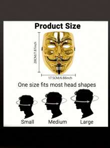1 件万圣节恐怖面具，复仇化妆舞会 V 型面具，适合万圣节主题派对服装