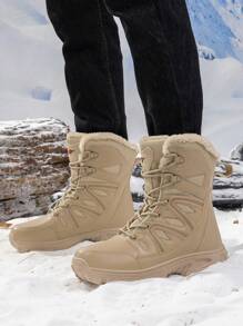 Botas de Trabalho de Inverno Masculinas, Botas de Neve de Deserto Respiráveis e Duráveis para Caminhada ao Ar Livre, Botas de Neve de Cano Alto Unissex Tamanho 36-46 com Isolamento Extra